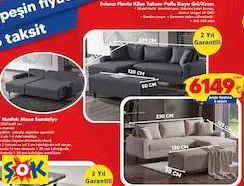 EVİANA FLAVİA KÖŞE TAKIMI PUFLU KOYU GRİ/KREM